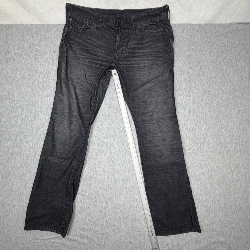 True Religion Ricky Relaxed Straight Corduroy Pants Black Mens 38x31.5